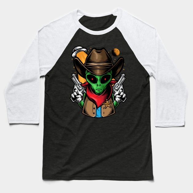 Alien Sheriff Baseball T-Shirt by InksyndromeArtwork